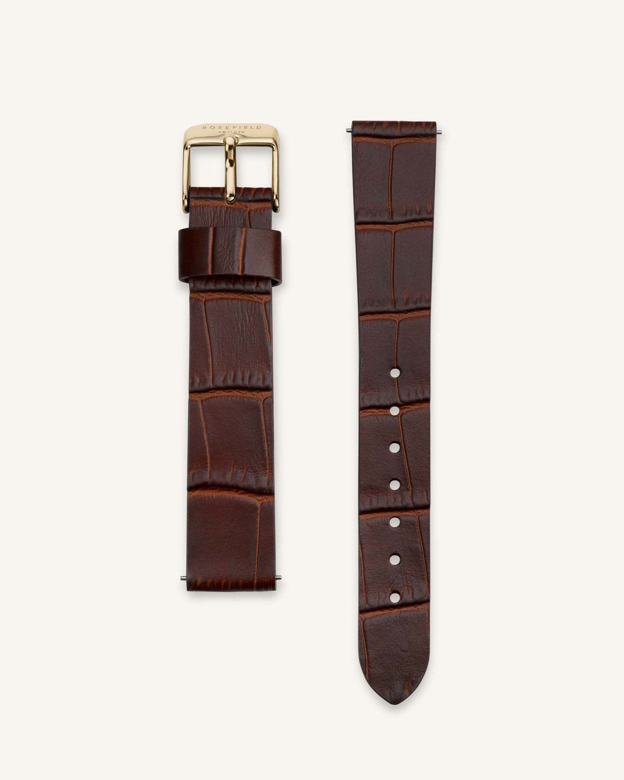 Croco Brown Gold Strap Rosefield Official