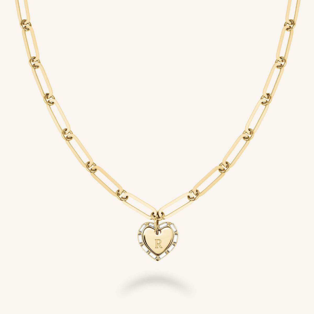 Heart Baguette Necklace JNHBG-J1148, leftcolumn