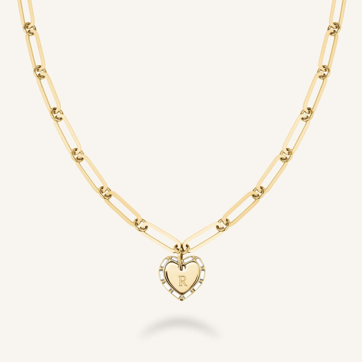 Heart Baguette Necklace JNHBG-J1148, leftcolumn