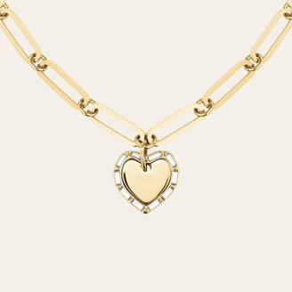 Heart Baguette Necklace JNHBG-J1148, leftcolumn