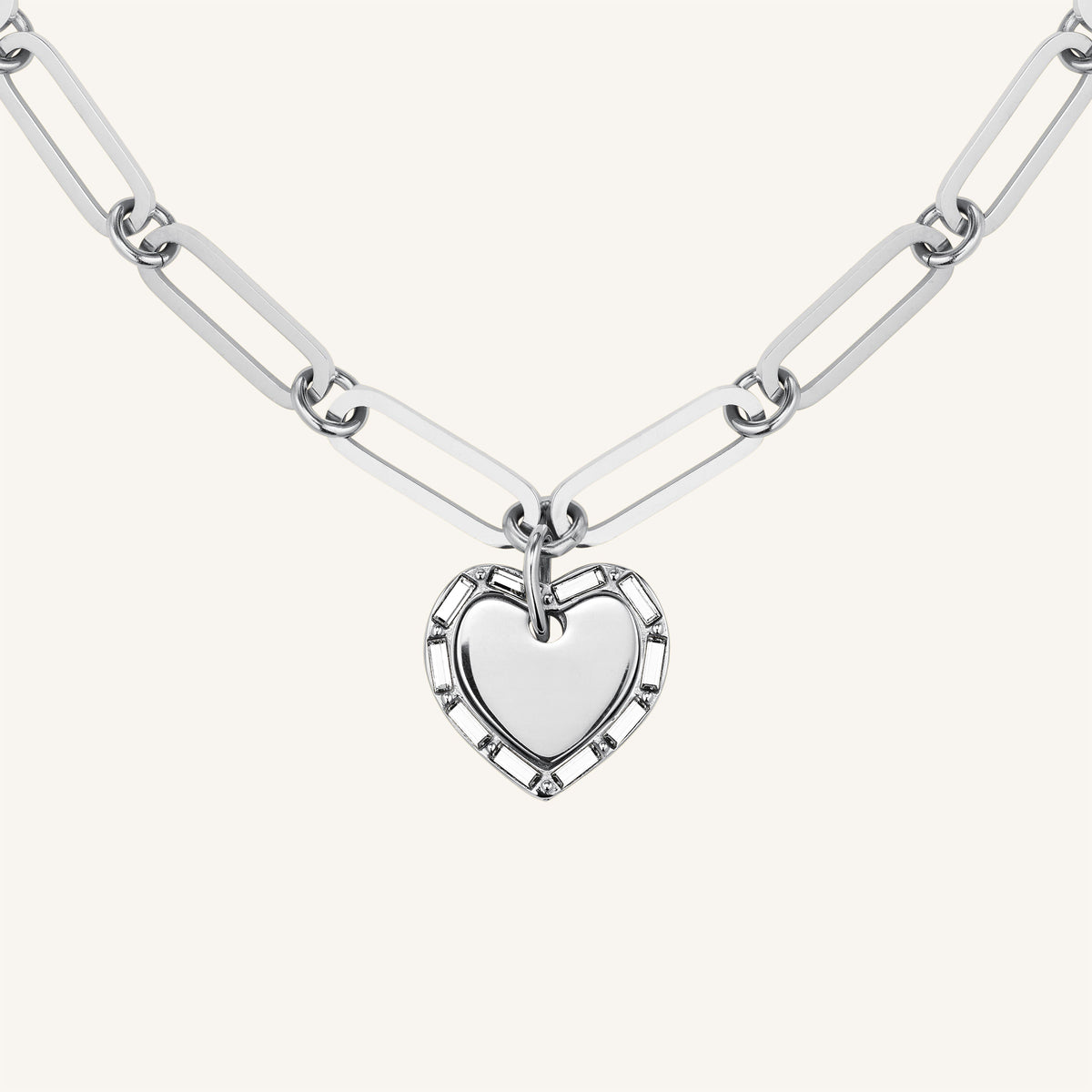 Heart Baguette Necklace JNHBG-J1148, leftcolumn