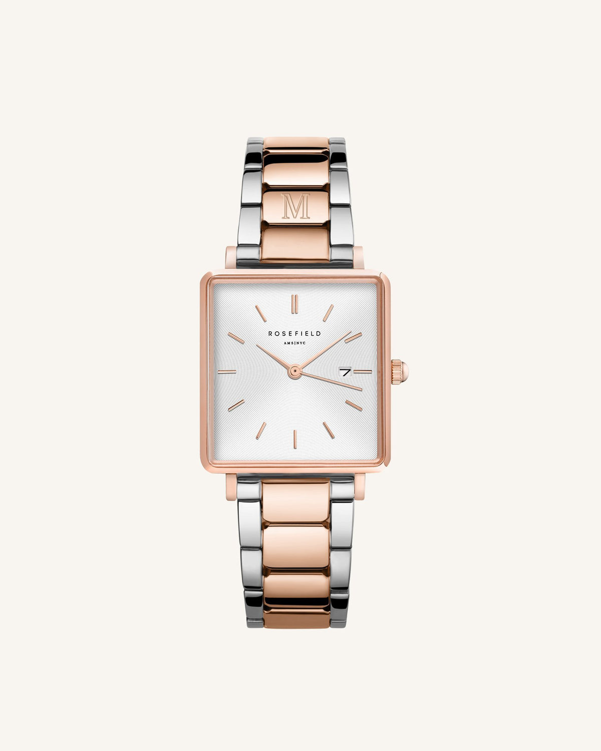 Silver-Rose Gold Strap Personalized stainless steel watch strap Rosefield, leftcolumn