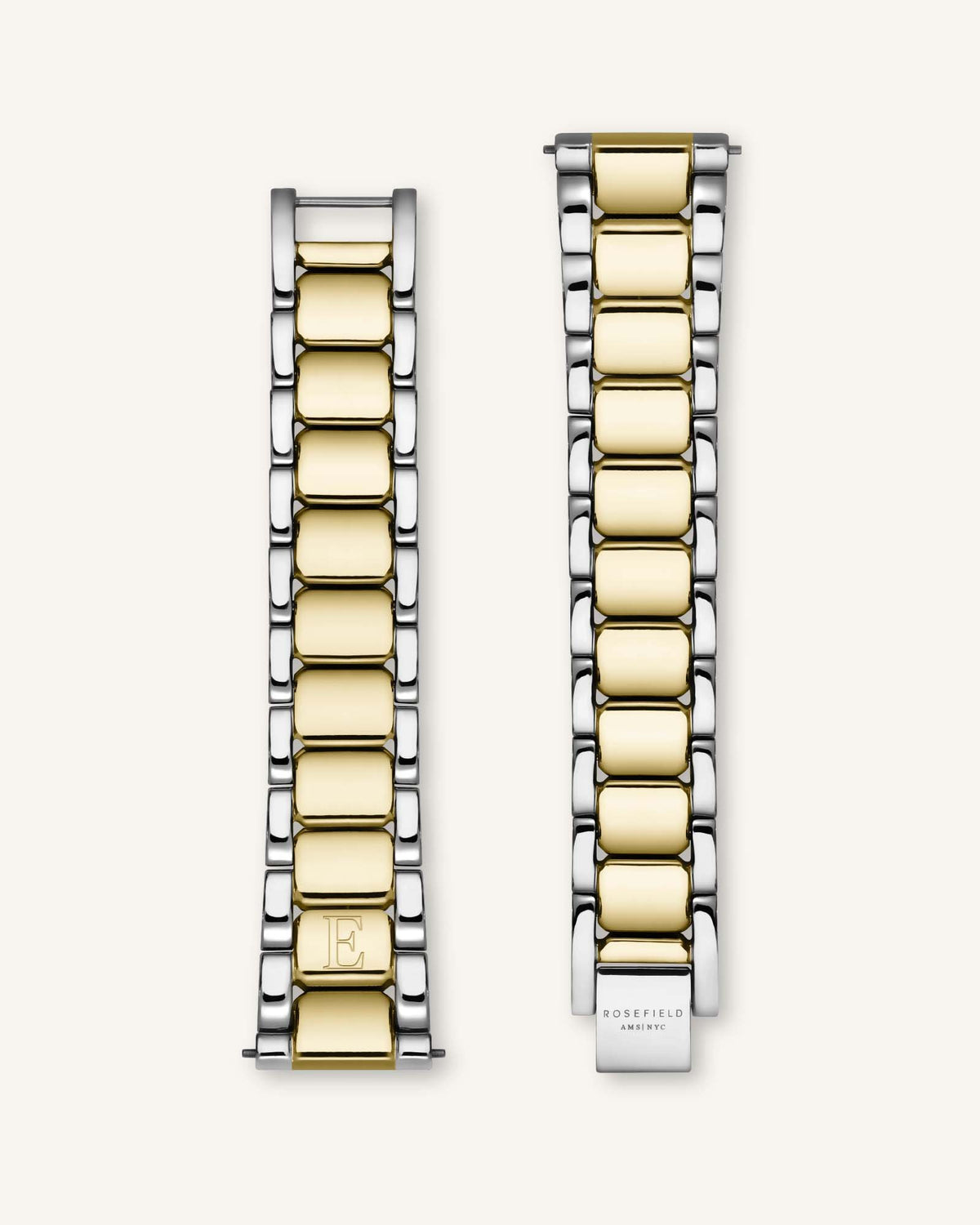 Silver-Gold Strap Personalized stainless steel watch strap Rosefield, leftcolumn
