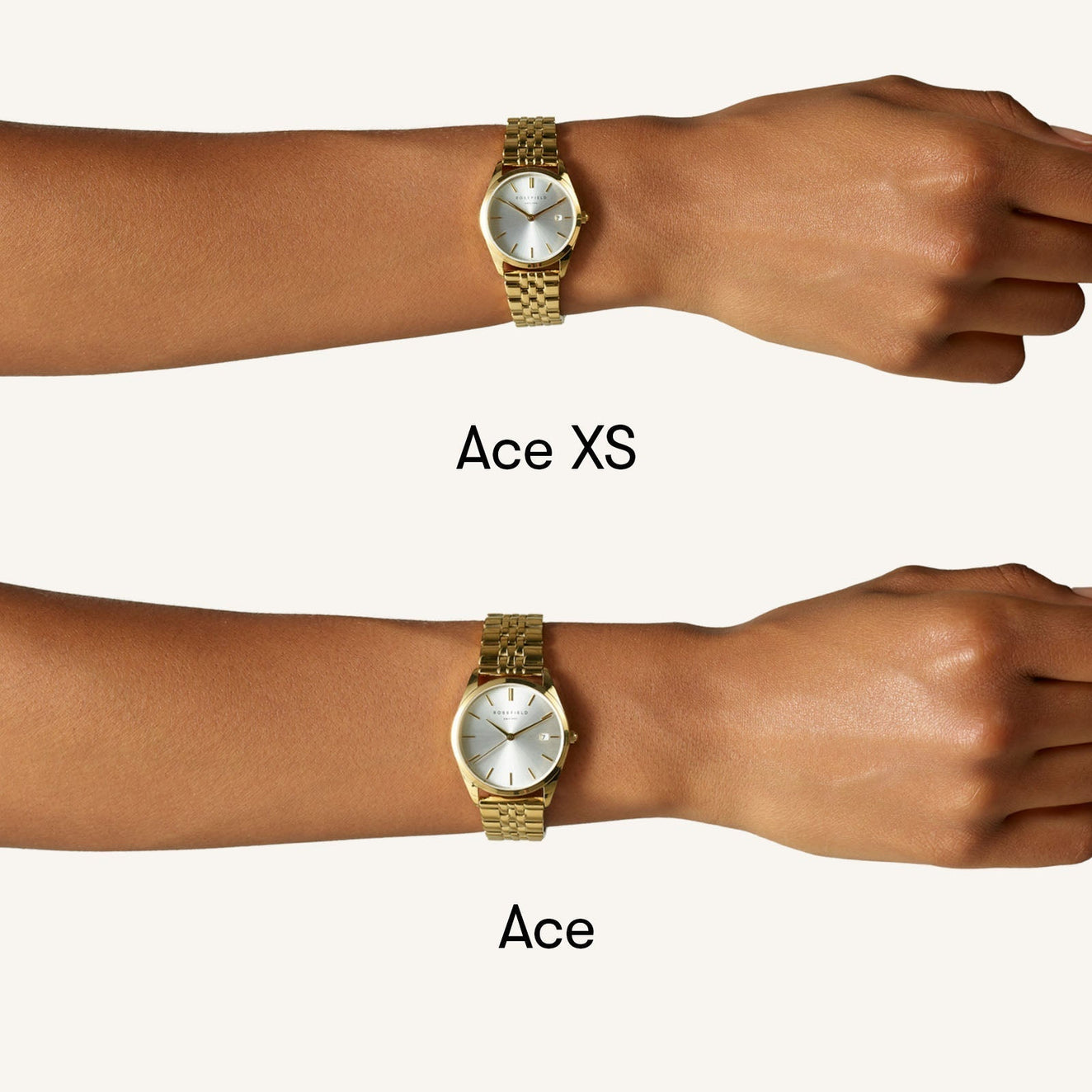 The Ace XS Silver Sunray Steel Gold | Rosefield Official