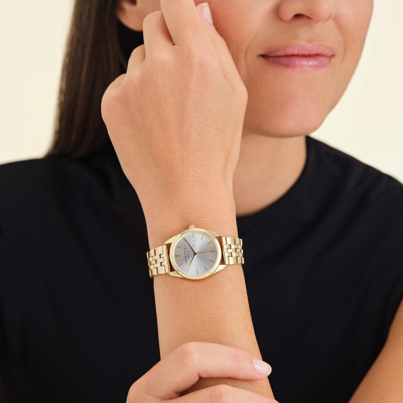 The Ace XS Silver Sunray Steel Gold | Rosefield Official