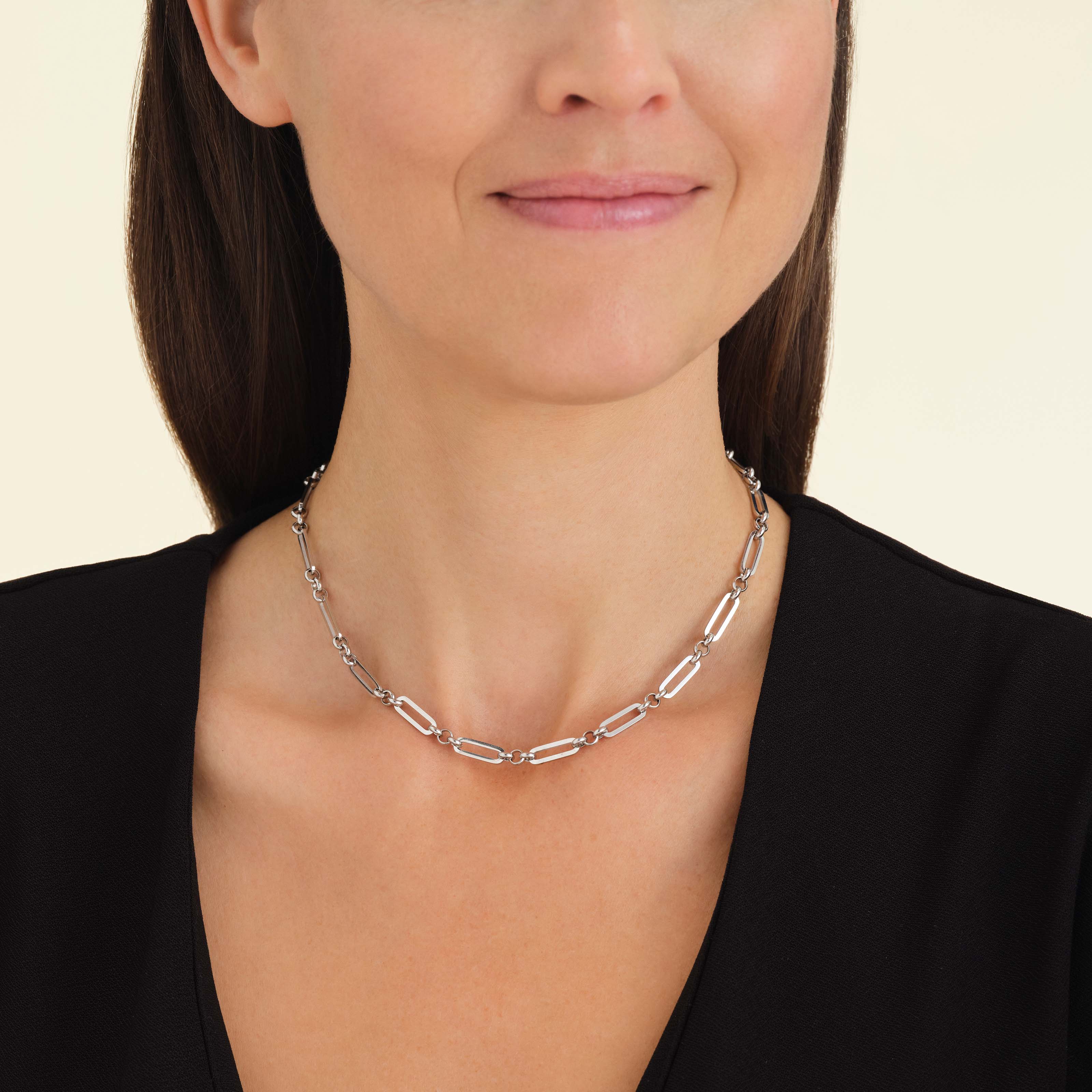 Silver chunky necklace sales