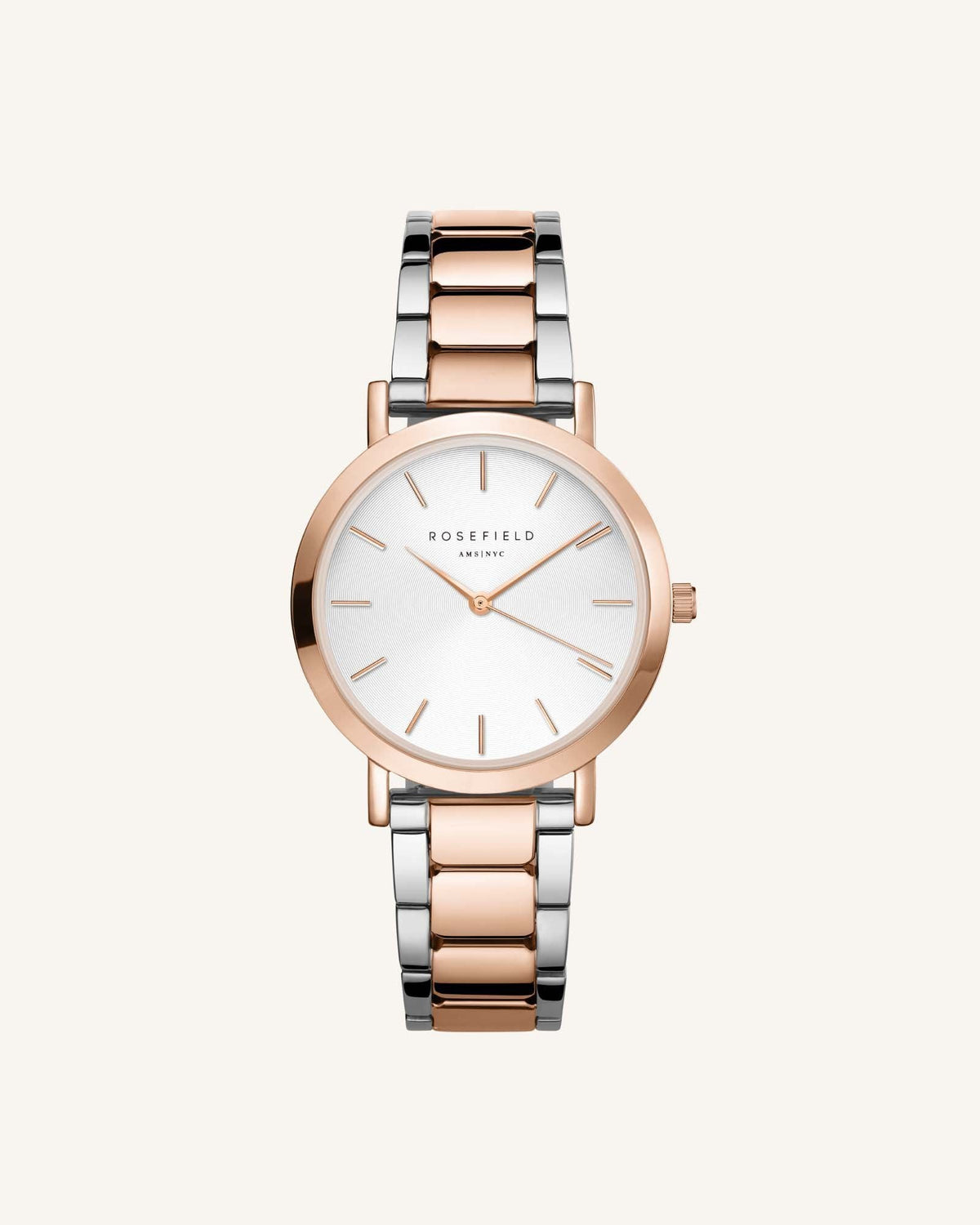 The Tribeca White Sunray Steel Silver Rose Gold Duo
